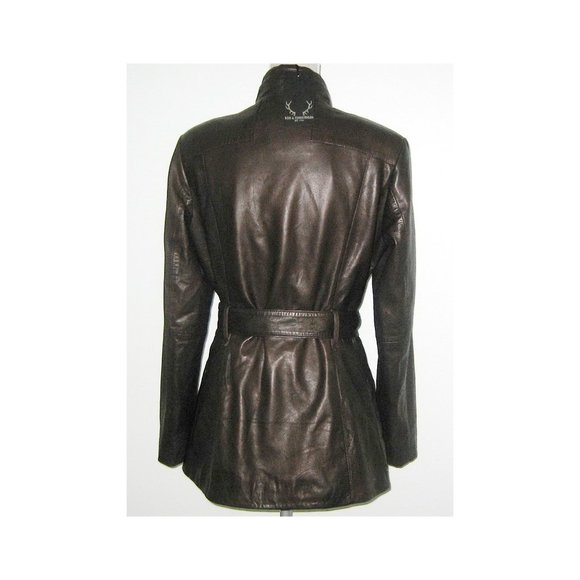 NWT Bod & Christensen JORDIN Leather TRENCH Coat Belted Women Jacket L MSRP $475 - Picture 4 of 5